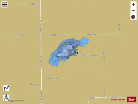 Crispell Lake depth contour Map - i-Boating App