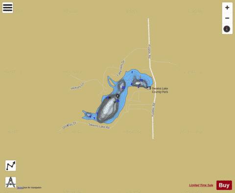 Swains Lake depth contour Map - i-Boating App