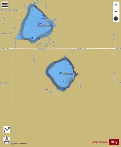 Upper Scott Lake depth contour Map - i-Boating App