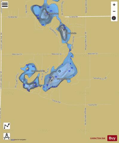Woodbeck Lake depth contour Map - i-Boating App