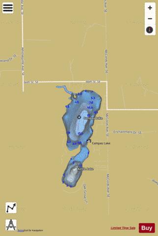 Campau Lake depth contour Map - i-Boating App