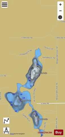 Halfmile Lake depth contour Map - i-Boating App