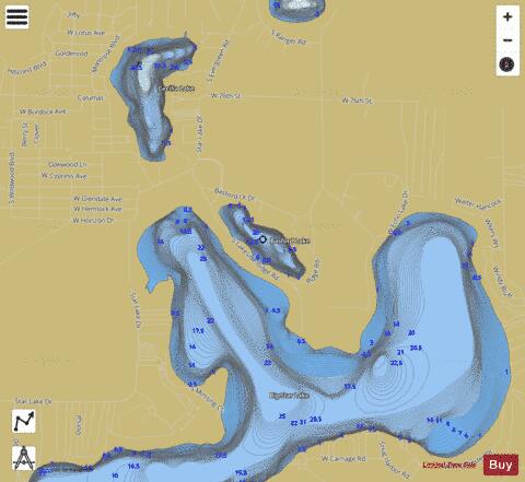 Basford Lake depth contour Map - i-Boating App