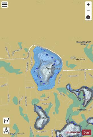 Green Oak Lake depth contour Map - i-Boating App