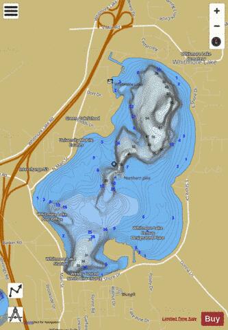 Whitmore Lake depth contour Map - i-Boating App