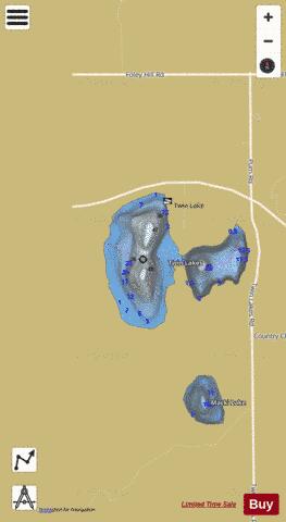 Twin Lake, West depth contour Map - i-Boating App