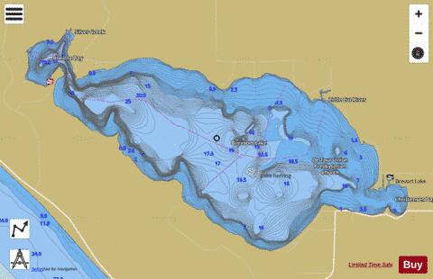Brevoort Lake depth contour Map - i-Boating App