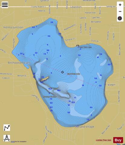 East Twin Lake depth contour Map - i-Boating App