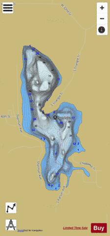 Ryerson Lake depth contour Map - i-Boating App
