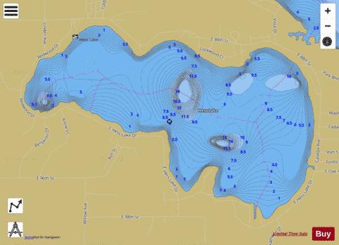 Hess Lake depth contour Map - i-Boating App