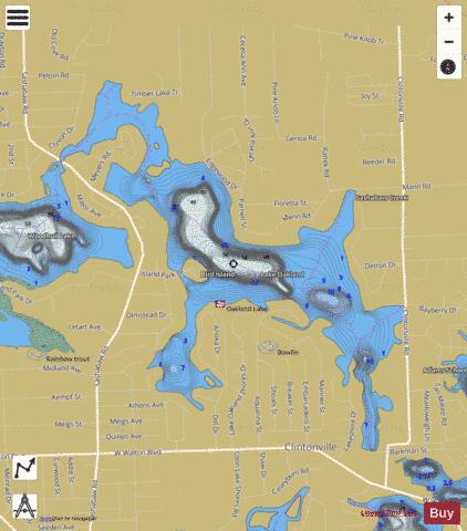 Oakland, Lake depth contour Map - i-Boating App