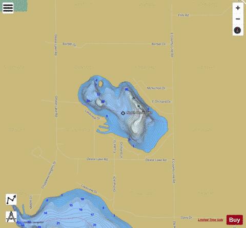 North Dease Lake depth contour Map - i-Boating App
