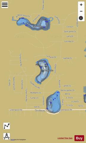 Bush Lake depth contour Map - i-Boating App