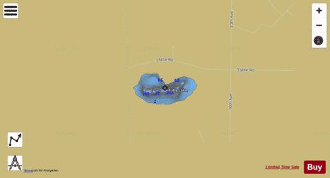 Tubs Lake depth contour Map - i-Boating App