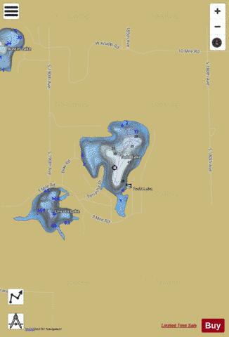Todd Lake depth contour Map - i-Boating App