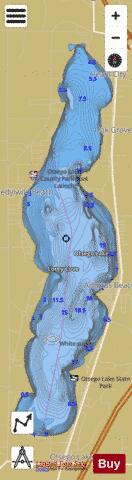 Otsego Lake depth contour Map - i-Boating App