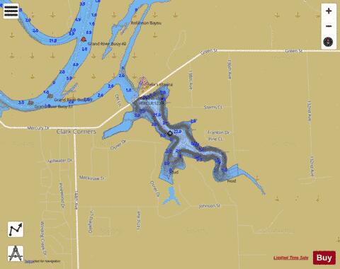 Stearn's Bayou depth contour Map - i-Boating App