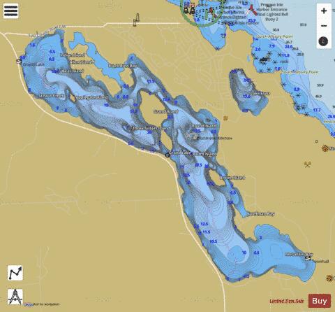Grand Lake depth contour Map - i-Boating App