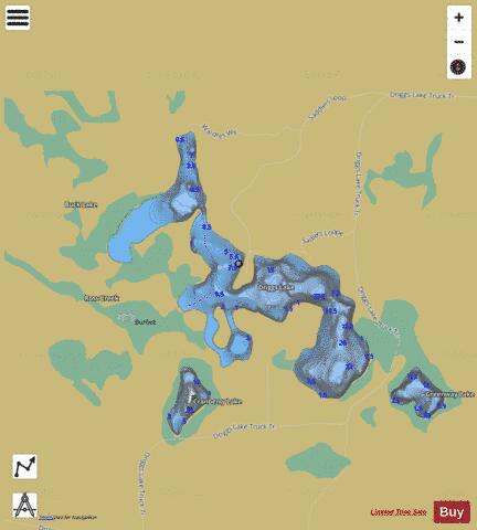 Driggs Lake depth contour Map - i-Boating App