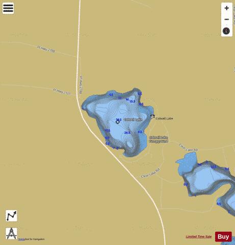 Colwell Lake depth contour Map - i-Boating App