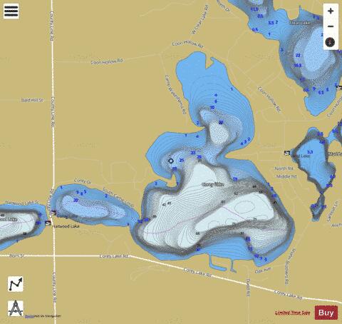 Corey Lake depth contour Map - i-Boating App