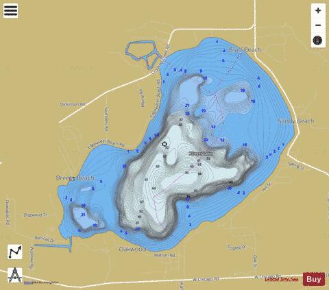 Klinger Lake depth contour Map - i-Boating App