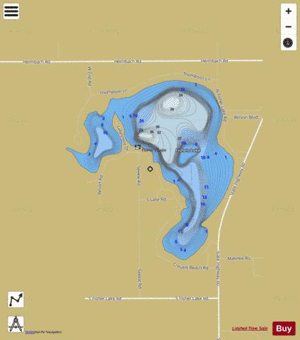 Fishers Lake depth contour Map - i-Boating App