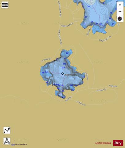 Petticoat Lake depth contour Map - i-Boating App