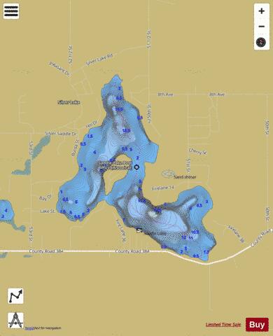 Saddle Lake depth contour Map - i-Boating App
