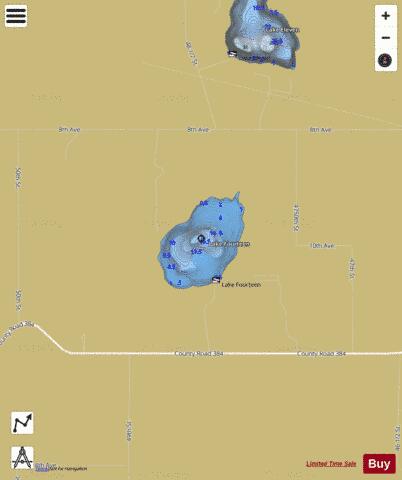 Fourteen, Lake depth contour Map - i-Boating App