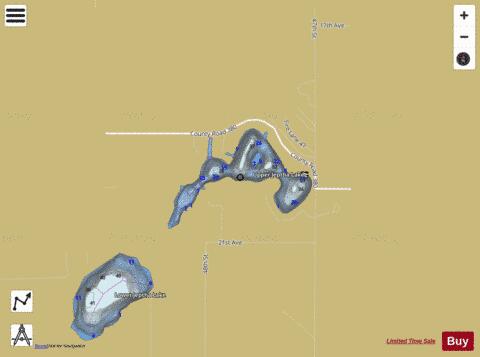 Upper Jeptha Lake depth contour Map - i-Boating App