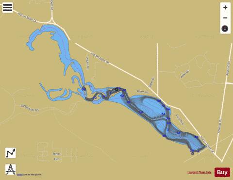 Flat Rock Impoundment depth contour Map - i-Boating App