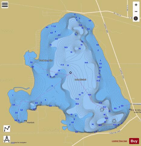 Mitchell, Lake depth contour Map - i-Boating App