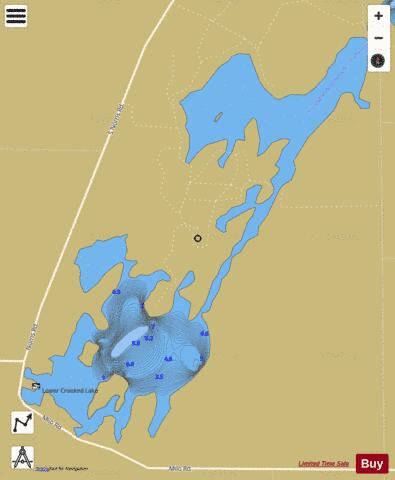 Crooked Lake, Lower depth contour Map - i-Boating App