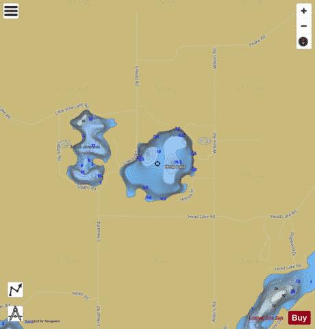 Head Lake depth contour Map - i-Boating App
