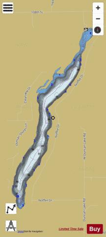 Duncan Lake depth contour Map - i-Boating App