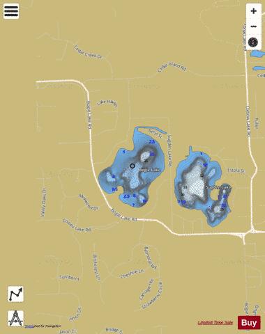 Bogie Lake depth contour Map - i-Boating App