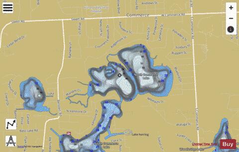 North Commerce Lake depth contour Map - i-Boating App