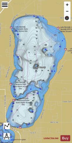 Bemidji (main lake) depth contour Map - i-Boating App