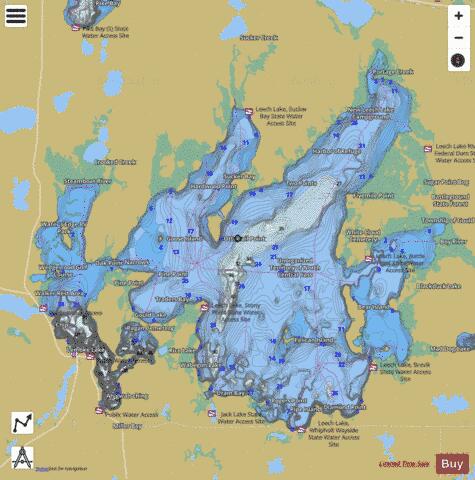 Leech (Main Basin) depth contour Map - i-Boating App
