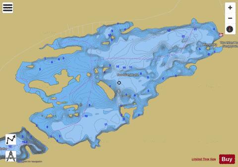 Two Island depth contour Map - i-Boating App