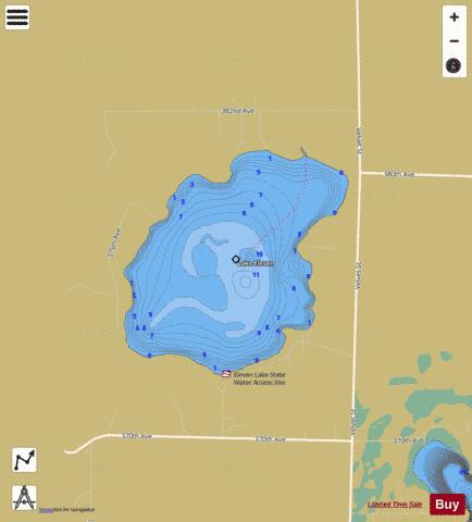 Eleven depth contour Map - i-Boating App
