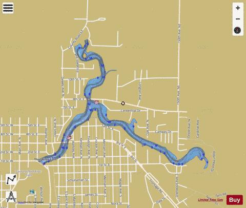 Red Lake River Reservoir depth contour Map - i-Boating App