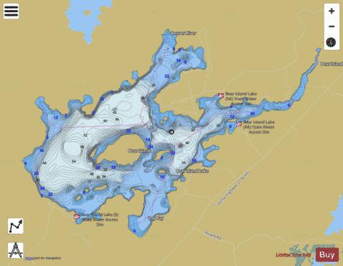 Bear Island depth contour Map - i-Boating App