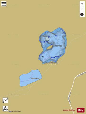Lower Browns Tract Pond depth contour Map - i-Boating App