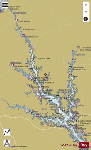 Richard B Russell Lake depth contour Map - i-Boating App