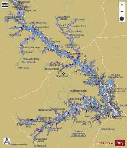 J. Strom Thurmond Reservoir/Clarks Hill Lake depth contour Map - i-Boating App