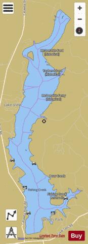 Fishing Creek Reservoir depth contour Map - i-Boating App