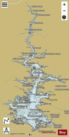 Broken Bow Lake depth contour Map - i-Boating App