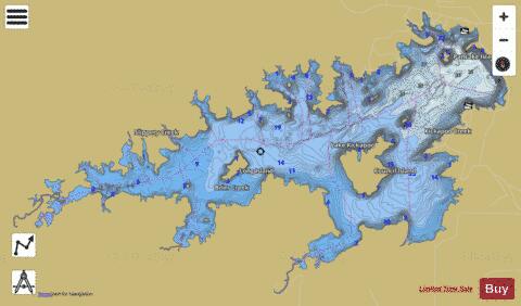 Kickapoo depth contour Map - i-Boating App